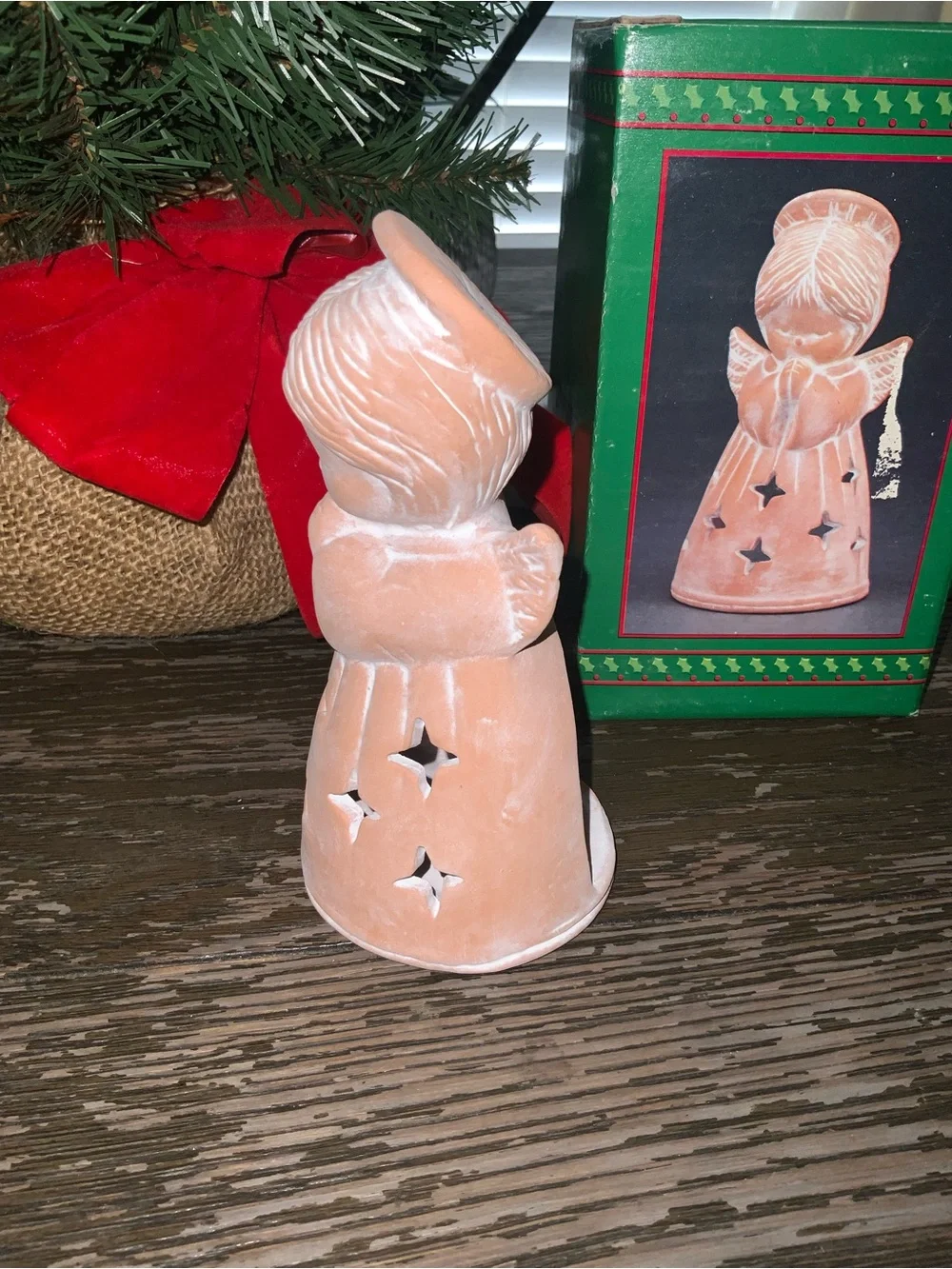 House of Lloyd Vintage Terracotta Ceramic Angel Luminary Holiday Accent 6”